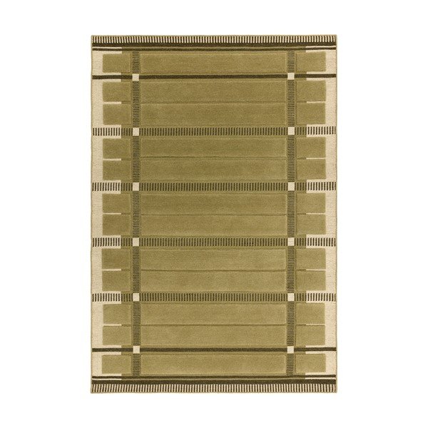 Covor verde/bej țesut manual din lână 120x170 cm – Asiatic Carpets
