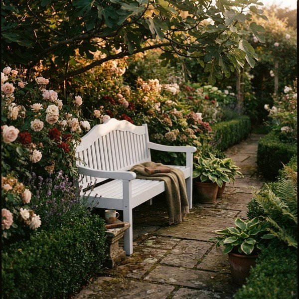 Bancă de grădină albă din lemn masiv Austin – Garden Pleasure-image-1