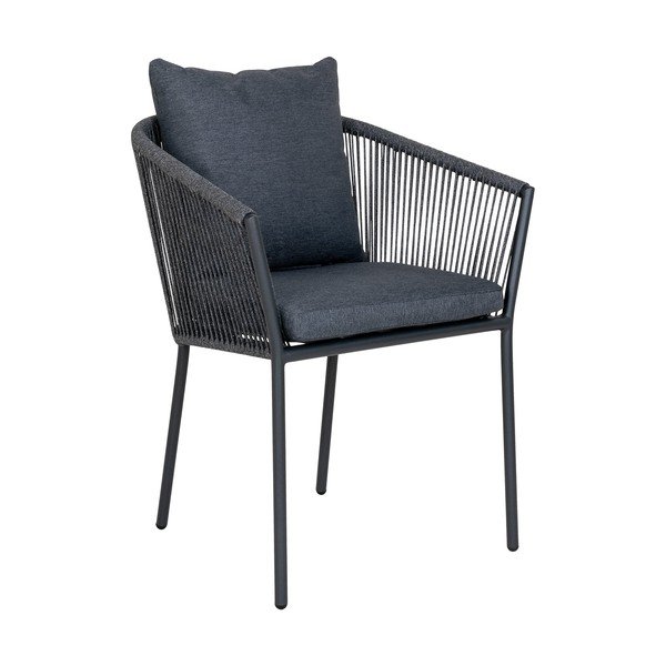 Scaun de grădină gri închis din metal/capitonat Salerno – House Nordic