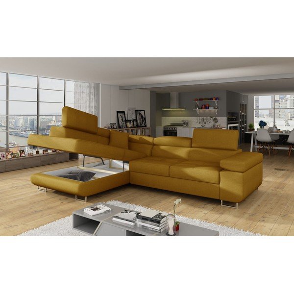 Colțar galben extensibil/cu spațiu de depozitare (cu colț pe partea stângă/în formă de ”L”) Anton – ELTAP-image-4