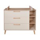 Comodă de copii crem/în culoare naturală cu aspect de lemn de stejar cu masă de schimbat 117x103x78 cm Jil – Roba