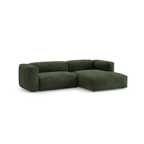 Colțar modular verde extensibil cu tapițerie din catifea (cu colț pe partea dreaptă/cu șezlong) – Micadoni -image-3