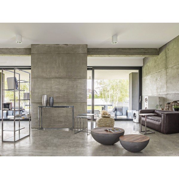 Măsuță de cafea gri/în culoare naturală rotundă din metal ø 90 cm Lancaster – Bizzotto-image-1