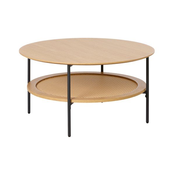 Măsuță de cafea în culoare naturală rotundă cu aspect de lemn de stejar ø 80 cm Pensacola – Unique Furniture