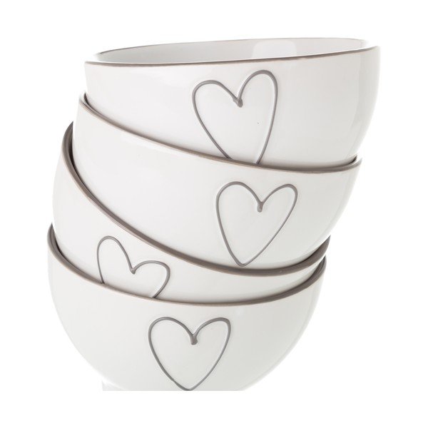 Bol din ceramică Unimasa Heart, 580 ml, alb-image-2