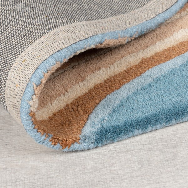 Covor albastru țesut manual din lână 200x290 cm Abstract Flow – Flair Rugs-image-3