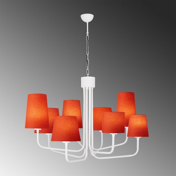 Lustră metalică cu abajur roșu Opviq lights Anna, alb-image-1