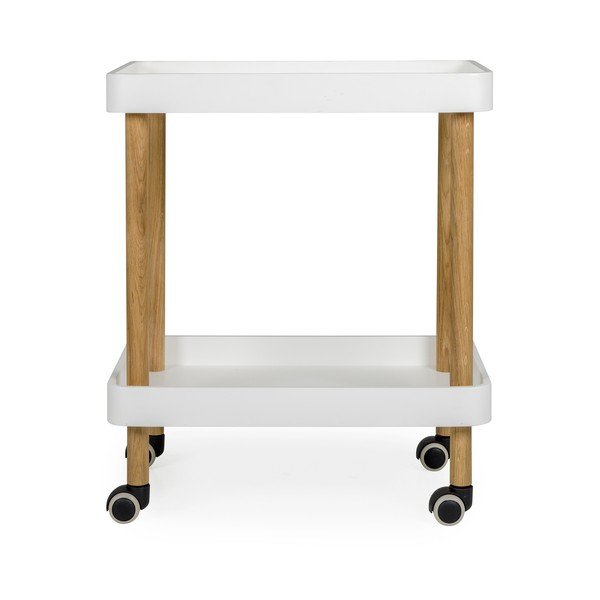 Cărucior cu roți pentru servire Tenzo Wagon Oak, alb-image-3