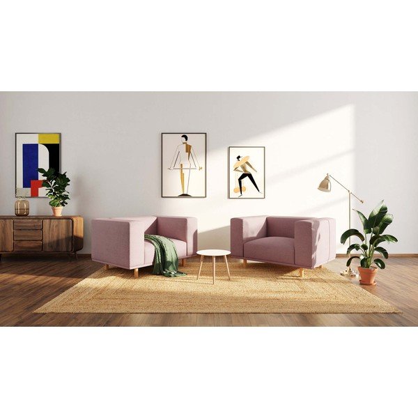 Fotoliu de relaxare roz cu tapițerie  bouclé Kukumo – Ame Yens-image-4