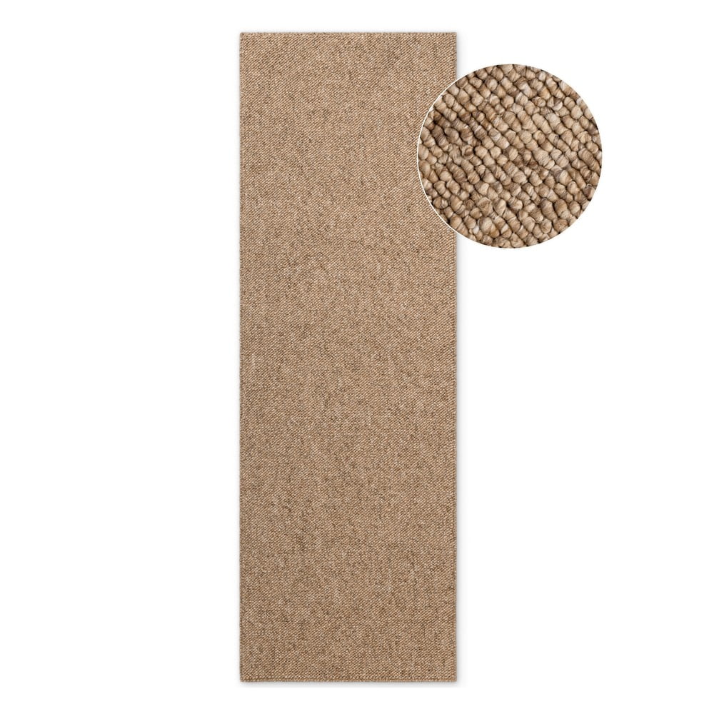 Covor tip traversă maro deschis lavabil 80x240 cm Rocco Caramel – Elle Decoration