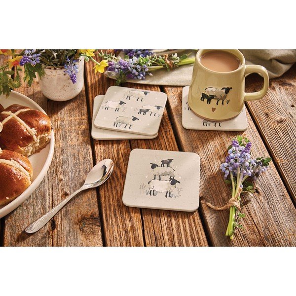 Coasters taupe 4 buc. din plută Highland Sheep – Cooksmart ®-image-1