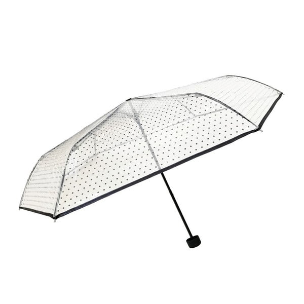 Umbrelă pliabilă Ambiance Black Polka Dots, ⌀ 97 cm, transparent