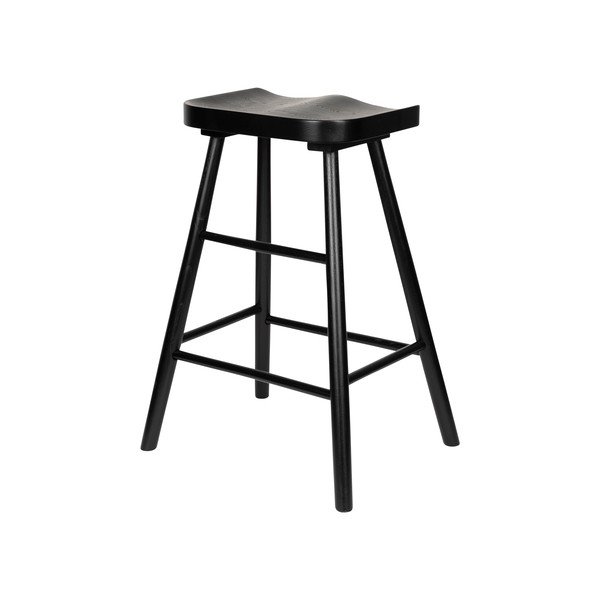 Scaun de bar negru din lemn de stejar (înălțime șezut 65,5 cm) Vander – White Label-image-4