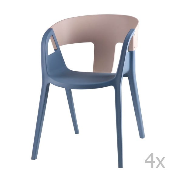 Set 4 scaune sømcasa Willa, albastru - gri