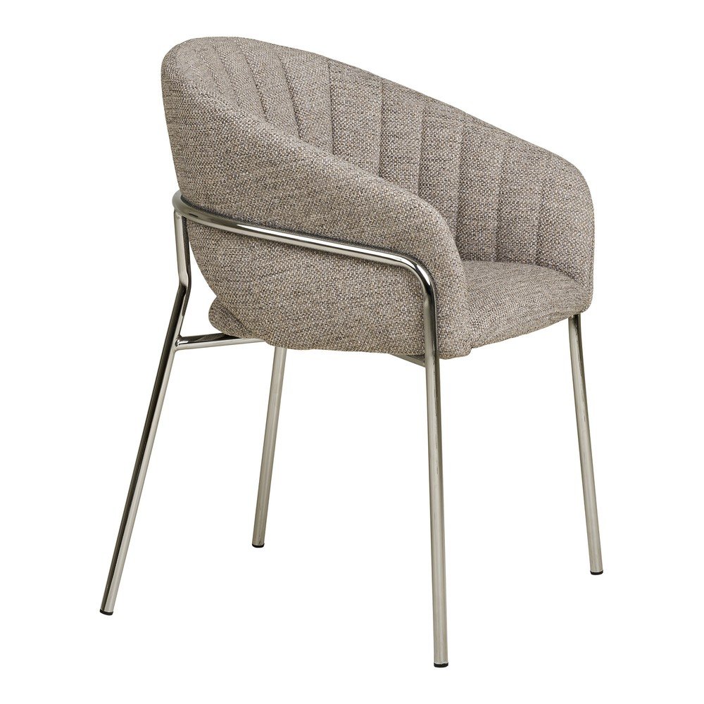 Scaun de living gri deschis cu cotiere din oțel Costa – House Nordic