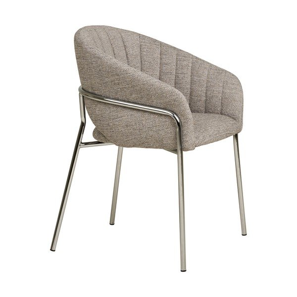 Scaun de living gri deschis cu cotiere din oțel Costa – House Nordic