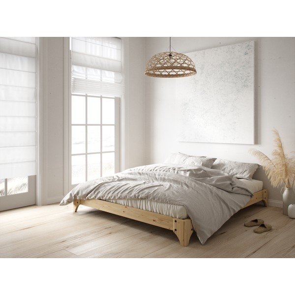 Pat din pin cu saltea Karup Design Elan Comfort Mat Natural/Natural, 140 cm x 200 cm-image-1