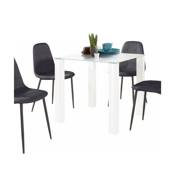 Set masă cu 4 scaune Støraa Dante, lungime masă 80 cm, negru-image-1