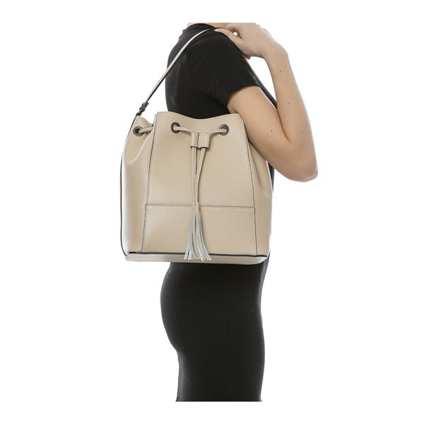 Geantă din piele Sofia Cardoni Loreto, bej -image-3