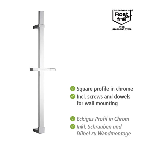 Tijă de duș argintiu-lucios de montat pe perete din oțel inoxidabil 68 cm Design – Wenko-image-2