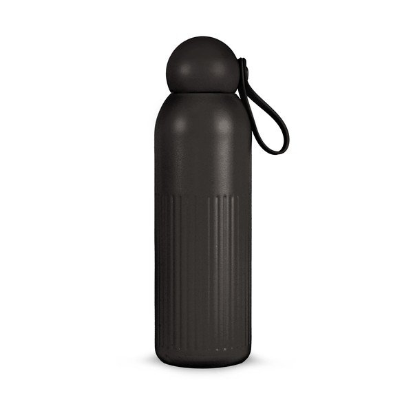 Sticlă termică neagră cu pai din oțel inoxidabil 500 ml Tekla – Sagaform