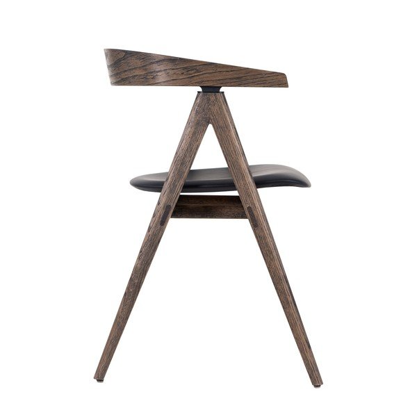 Scaun de dining negru/maro din lemn masiv de stejar Ava – Gazzda-image-2