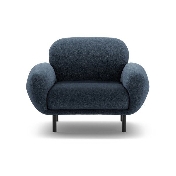 Fotoliu albastru închis cu tapițerie din țesătură bouclé Poppy – Micadoni -image-1