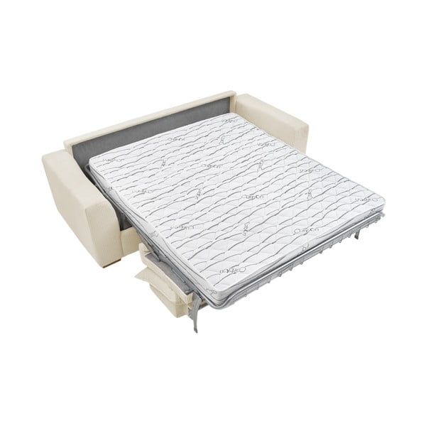 Canapea crem extensibilă cu tapițerie din catifea reiată  225 cm Augustin – Bobochic Paris-image-4