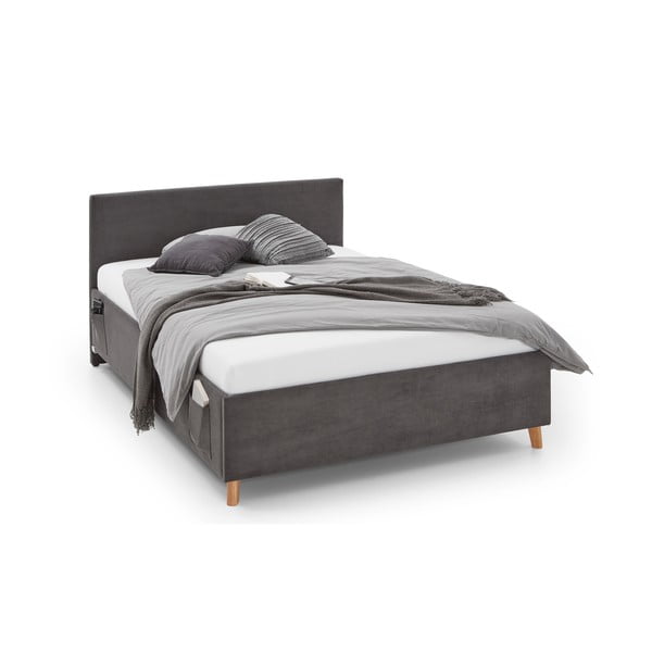 Pat pentru copii  gri antracit tapițat cu spațiu de depozitare cu somieră 120x200 cm Cool – Meise Möbel-image-3