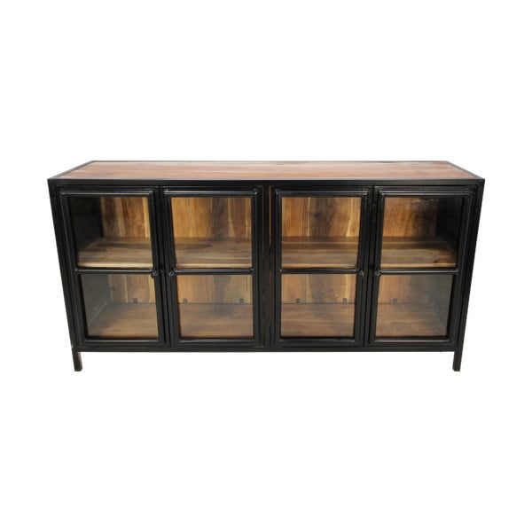 Vitrină neagră din lemn de acacia 170x90 cm Kingston - HSM collection-image-3