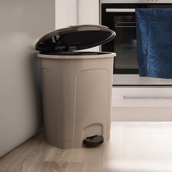 Coș de gunoi maro cu pedală din plastic 30 l – Orion-image-1