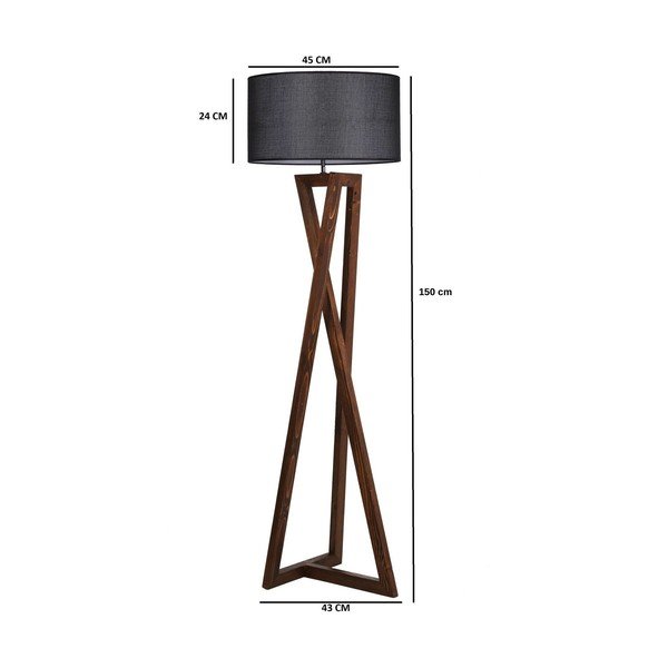 Lampadar negru/maro cu abajur textil (înălțime 149 cm) Maçka – Opviq lights-image-3