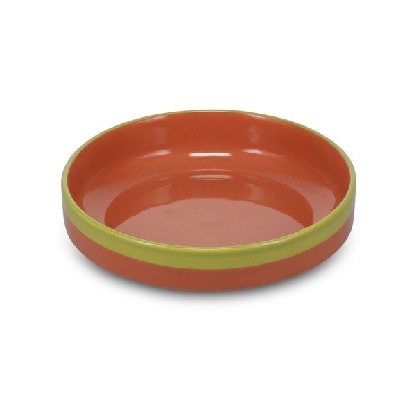 Farfurie verde/portocalie adâncă din gresie ø 21 cm Duo – ONA