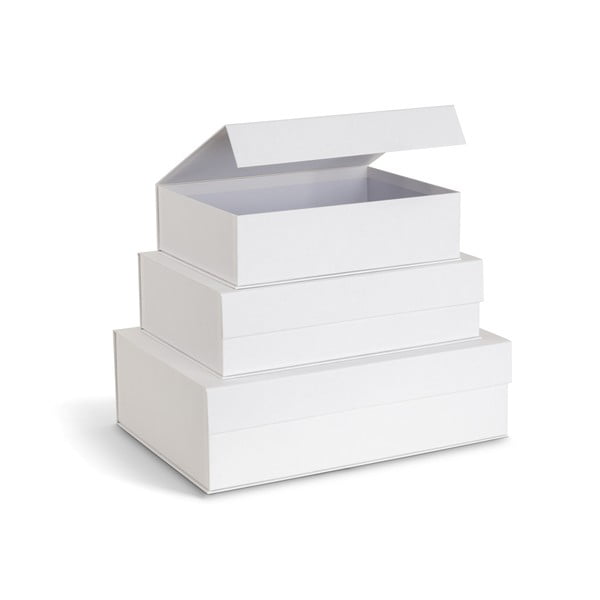 Cutii de depozitare albe 3 buc. din carton cu capac 42,5x29,5x13 cm Kian Paper Laminate – Bigso-image-3