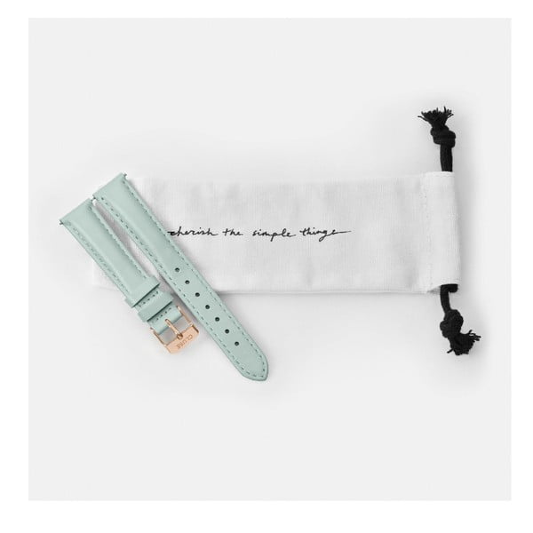 Curea din piele cu detalii roz - aurii pentru ceasul Cluse Minuit, verde mat-image-1