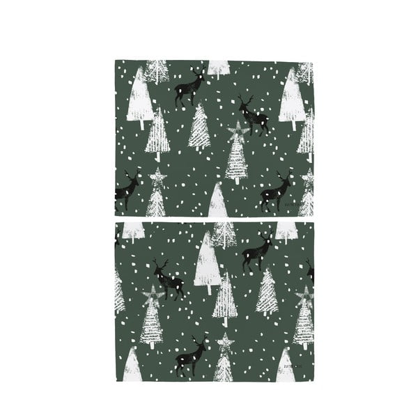 Suport pentru farfurii 2 buc. din material textil 35x45 cm  cu model de Crăciun Deer in the Forest – Butter Kings