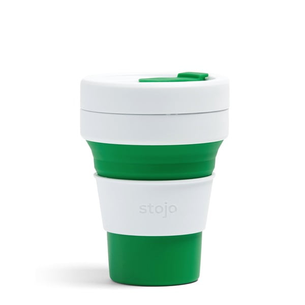 Cană de călătorie pliabilă Stojo Pocket Cup, 355 ml, verde-alb