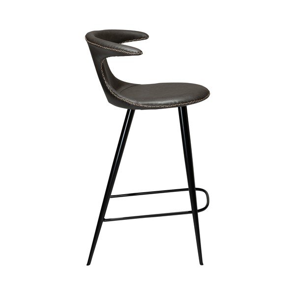 Scaun bar din piele artificială DAN–FORM Denmark Flair, gri închis, înălțime 90 cm-image-3