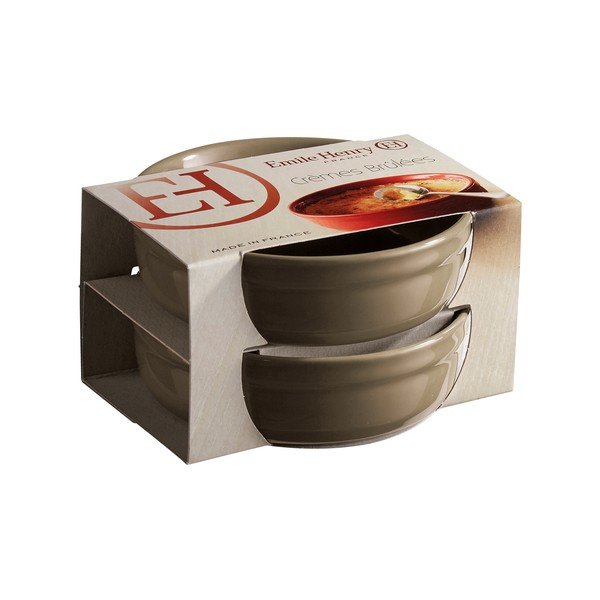 Set 2 vase de copt pentru crème brûlée Emile Henry, gri rândunică-image-1