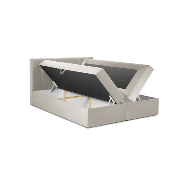 Pat boxspring 200x200 cm bej cu spațiu de depozitare Afra – Mazzini Beds-image-3