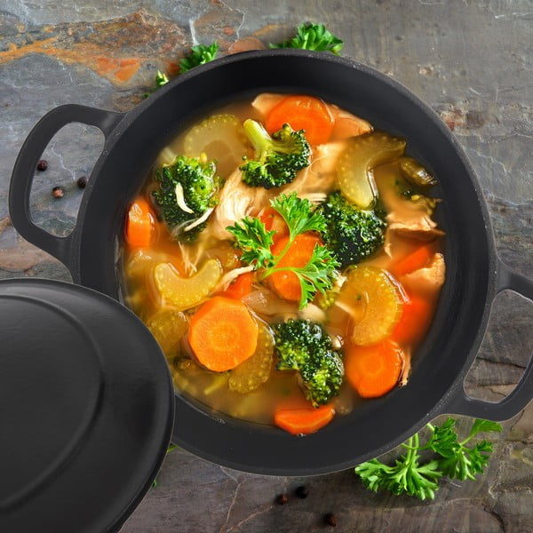 Oală cu capac din fontă 3,3 l adecvată pentru plita cu inducție LITINA SMALT – Orion-image-4