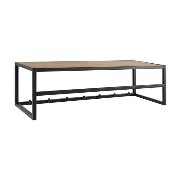 Cuier de perete negru/în culoare naturală cu raft cu aspect de lemn de stejar Seaford – Actona-image-2