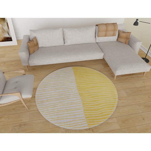 Covor galben-crem lavabil rotund ø 80 cm Yuvarlak – Vitaus-image-1