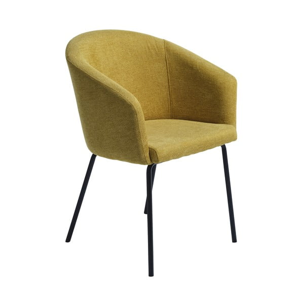 Scaun de sufragerie galben muștar cu cotiere tapițat Easton – Unique Furniture