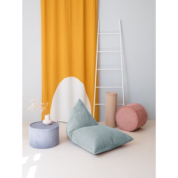 Fotoliu puf pentru copii verde mentă cu tapițerie din catifea reiată Big Lounger – Wigiwama-image-1