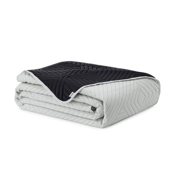 Cuvertură neagră/gri deschis matlasată din microfibră 240x260 cm Softa – Restilo