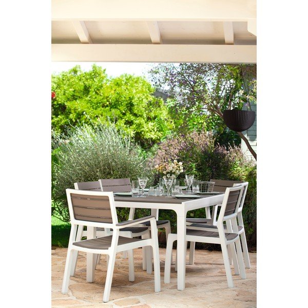 Scaun de grădină alb/maro din plastic Harmony – Keter-image-2