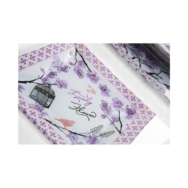 Set 6 farfurii desert și 1 farfurie tort Mezzo, alb - mov-image-1