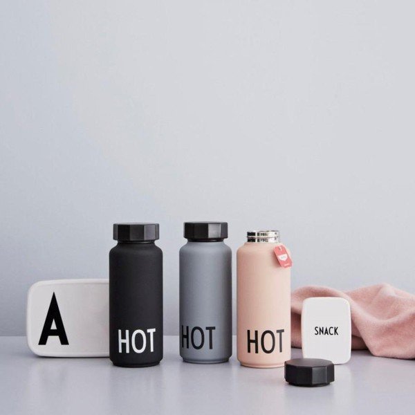 Sticlă termos Design Letters Hot, 500 ml, gri-image-1