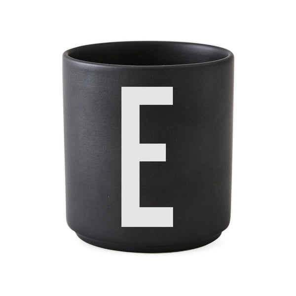 Cană din porțelan Design Letters Alphabet E, 250 ml, negru